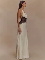 Lace Halter Maxi Dress: The Ultimate Elegant Deep V Neck Backless Summer Gown 2026 - Image 2