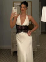Lace Halter Maxi Dress: The Ultimate Elegant Deep V Neck Backless Summer Gown 2026 - Image 4