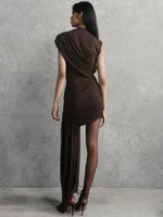 Irregular Draped Mini Dress: #1 Sexy Ruched Party Gown - Image 4