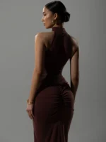 Mozision Ruched Halter Maxi Dress: Sexy Split Evening Gown 2026 - Image 5