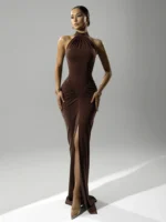 Mozision Ruched Halter Maxi Dress: Sexy Split Evening Gown 2026 - Image 2
