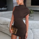 Irregular Draped Mini Dress