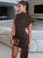 Irregular Draped Mini Dress