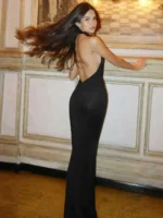 Sexy Lace Halter Maxi Dress – Black Backless Bodycon Gown 2026 - Image 3