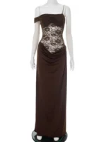 One Shoulder Lace Maxi Dress: Sexy See Through Backless Gown 2026 - Image 2