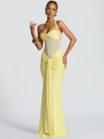 Halter Backless Maxi Dress: Sexy Patchwork Party Gown 2026 - Image 4