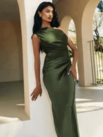 Satin One Shoulder Maxi Dress: Sexy Backless Evening Gown 2026 - Image 7