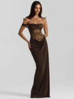 One Shoulder Lace Maxi Dress