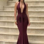Deep V Neck Maxi Dress