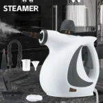 Steam cleaner with handheld design and accessories for deep cleaning.