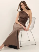 Satin One Shoulder Maxi Dress: Sexy Backless Evening Gown 2026 - Image 5