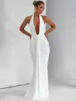 Deep V Neck Maxi Dress: Sexy Draped Ruched Summer Gown 2026 - Image 6
