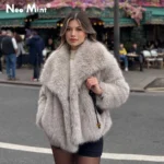 Gradient Fluffy Fur Coat