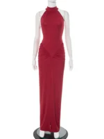 Mozision Ruched Halter Maxi Dress: Sexy Split Evening Gown 2026 - Image 8