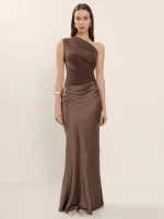 Satin One Shoulder Maxi Dress: Sexy Backless Evening Gown 2026 - Image 3