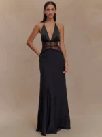 Lace Halter Maxi Dress: The Ultimate Elegant Deep V Neck Backless Summer Gown 2026 - Image 5