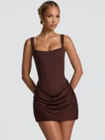 Backless Ruched Mini Dress