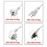 Versatile power adapter plugs for international use, including AU, US, EU, and UK outlets. Compatibl.
