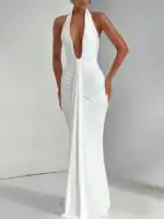 Deep V Neck Maxi Dress: Sexy Draped Ruched Summer Gown 2026 - Image 5