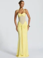Halter Backless Maxi Dress: Sexy Patchwork Party Gown 2026 - Image 3
