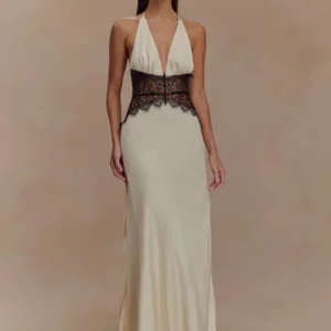 Lace Halter Maxi Dress