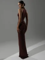 Mozision Ruched Halter Maxi Dress: Sexy Split Evening Gown 2026 - Image 3