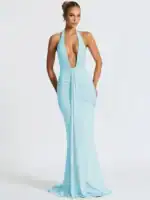 Deep V Neck Maxi Dress: Sexy Draped Ruched Summer Gown 2026 - Image 7