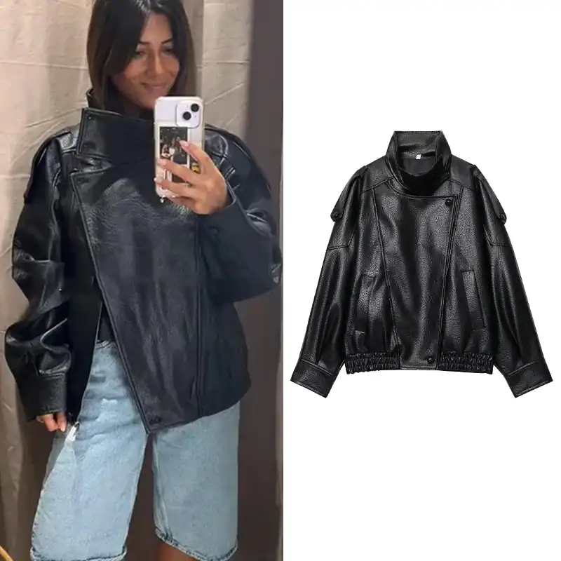 Leather Oversized Jacket for Women Women’s leather jacket for office and winter wear